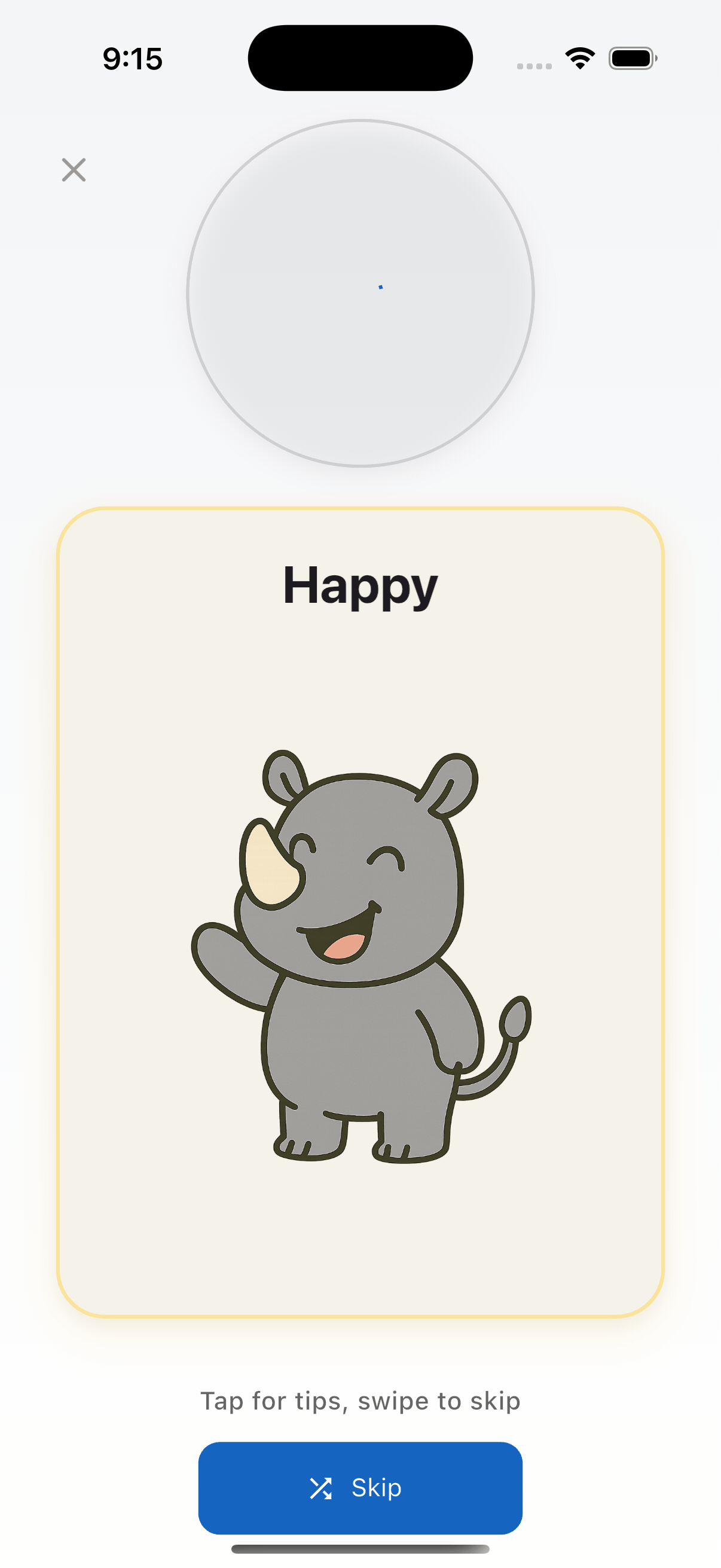Loquena Emotion Cards Interface showing interactive social practice